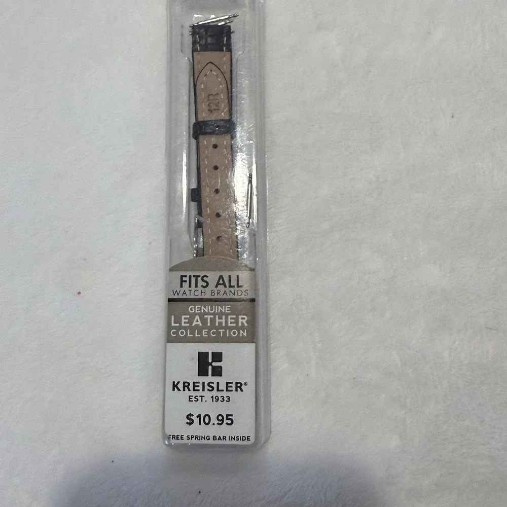 NOS Kreisler 12mm Genuine Leather Watch Band Black Croc Grain TX49712BK 12R